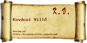 Kovácsi Villő névjegykártya
